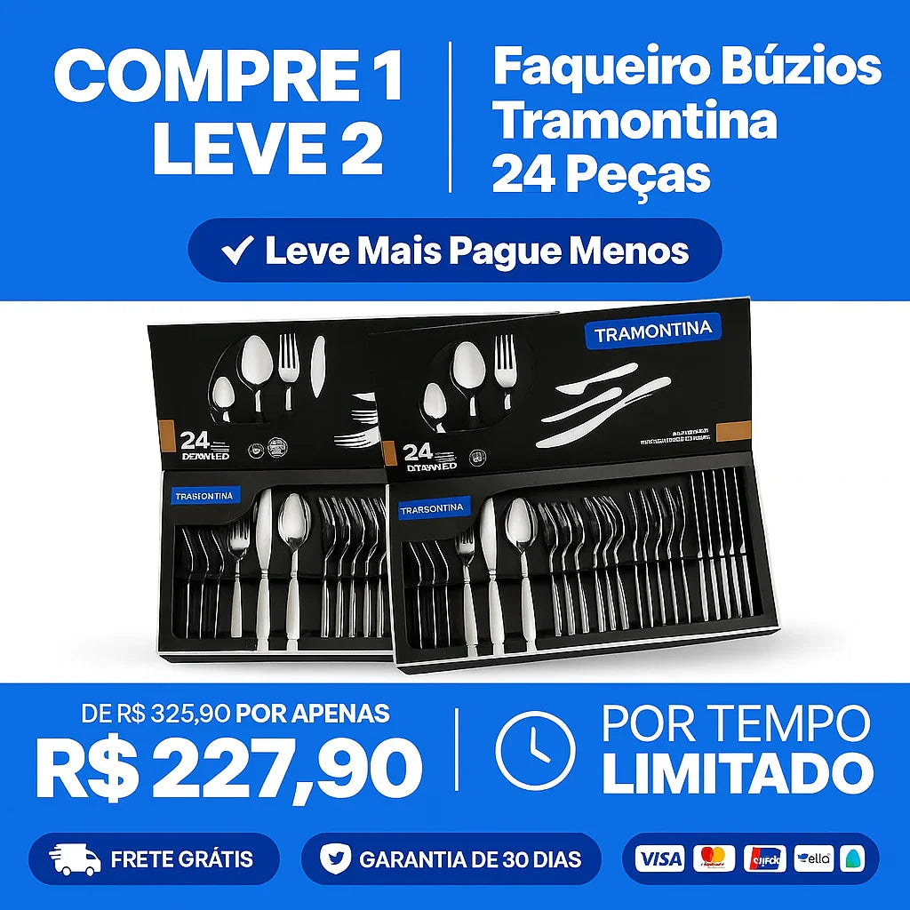 Faqueiro Búzios Tramontina 24 Peças - Portátil e Elegante (LEVE 2 E ECONOMIZE)